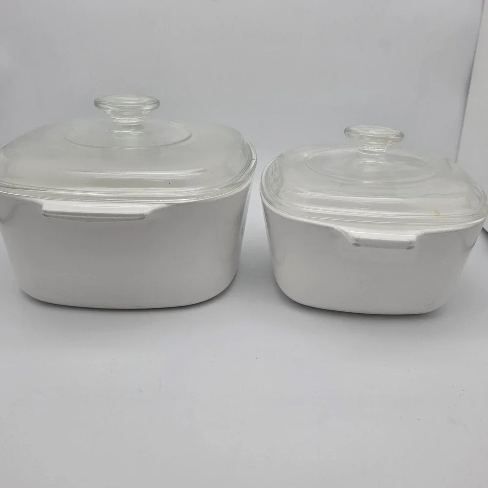 CorningWare Casserole‎ Dish Set Blue Cornflower 3qt 1.75qt Pyroceram Vintage USA